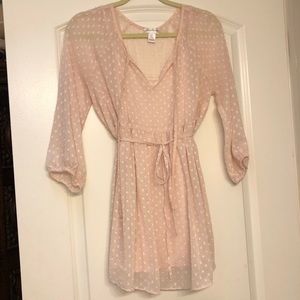 Light pink sheer maternity top with cami